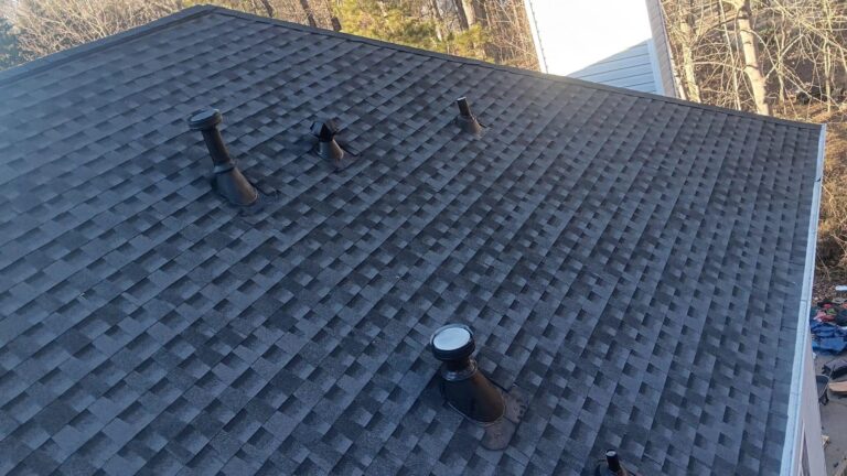Completed asphalt shingle roof on a NW Georgia home