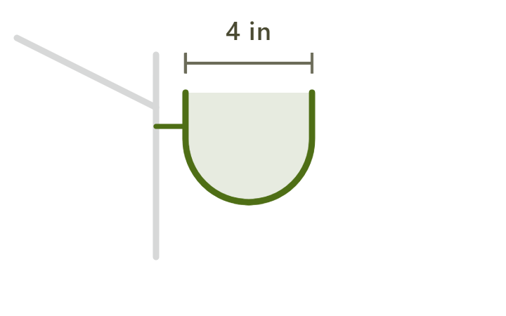 Scale cross-section of a 4 inch half-round gutter