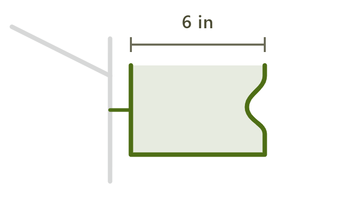 Scale cross-section of a 6 inch seamless K-style gutter