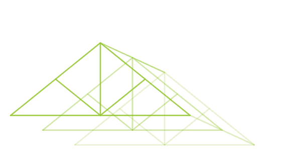 Line diagram of three roof trusses